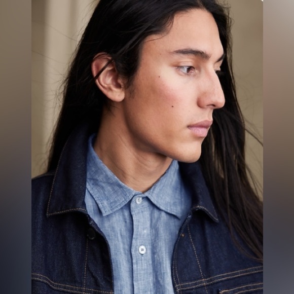 NWT Banana Republic Castillo Linen Light Blue Shirt Size Small - Picture 3 of 8